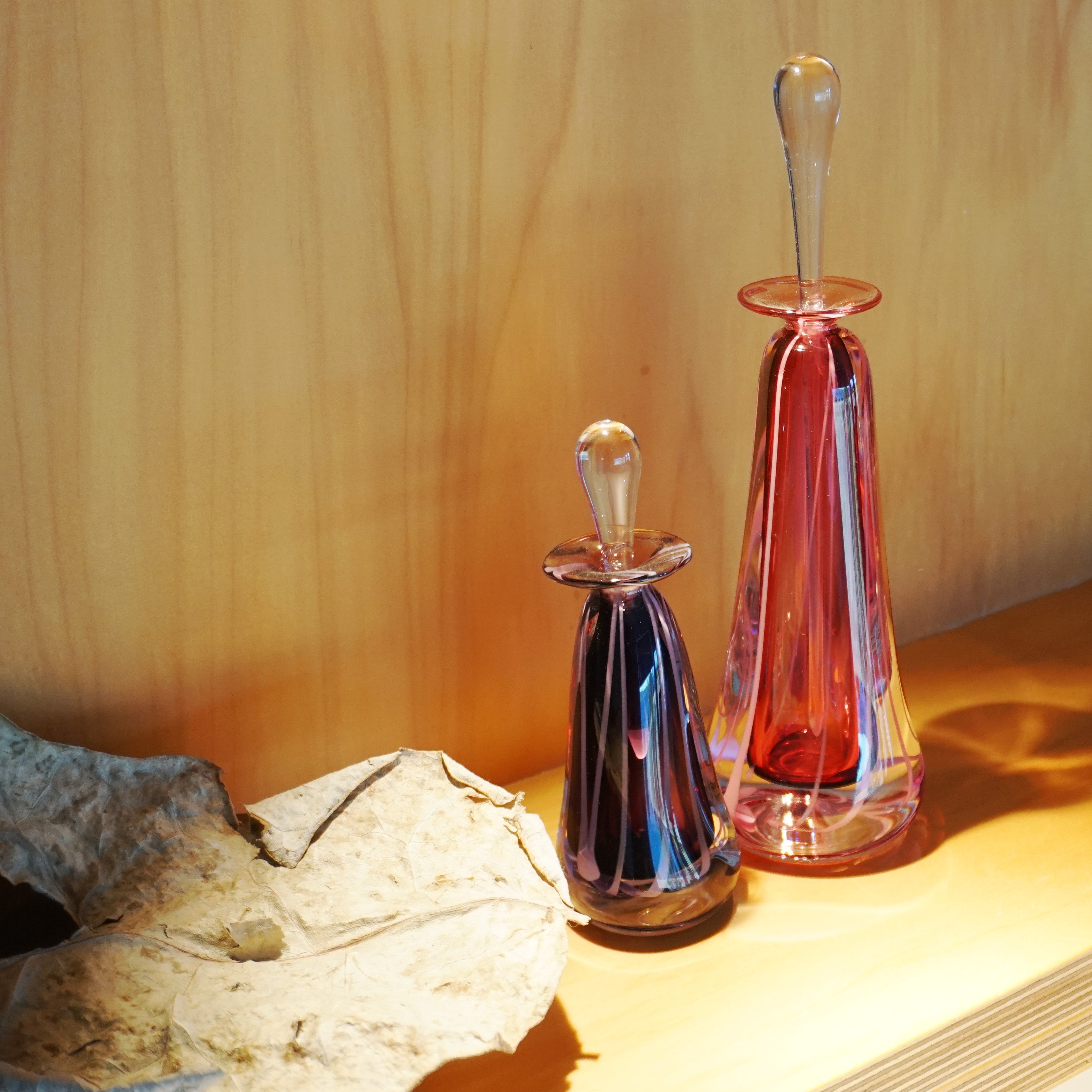 Medium Triangle Perfume Bottle | New Zealand Glass Art | Lava Glass