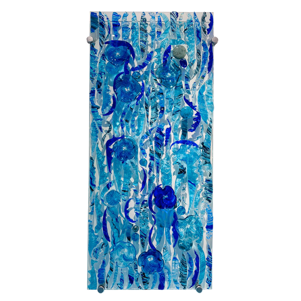 Feather Wall Art Panel Blue Large
