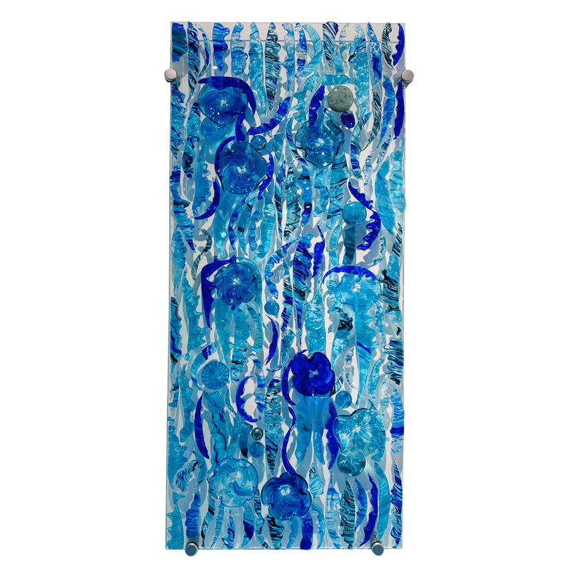 Feather Wall Art Panel Blue Large
