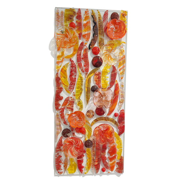 Feather Wall Art Panel Orange Medium