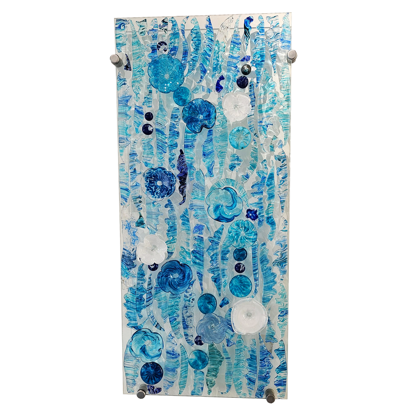 Feather Wall Art Panel Blue Large