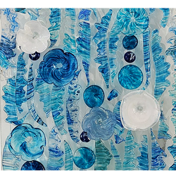 Feather Wall Art Panel Blue Large