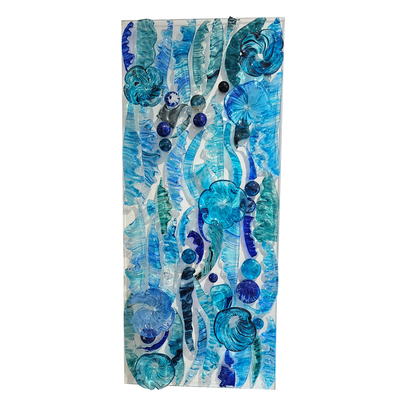 Feather Wall Art Panel Blue Medium