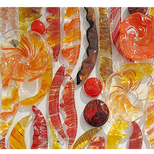 Feather Wall Art Panel Orange Medium