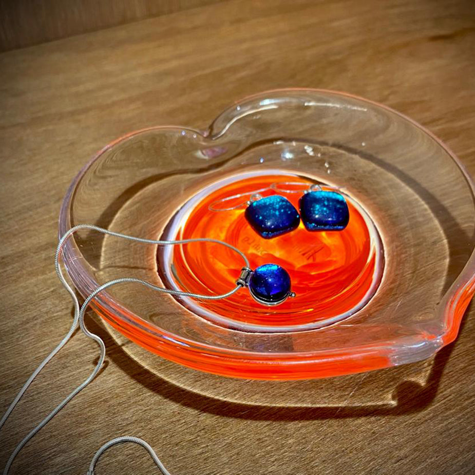 Heart Dish New Zealand Glass Art Art Glass Lava Glass