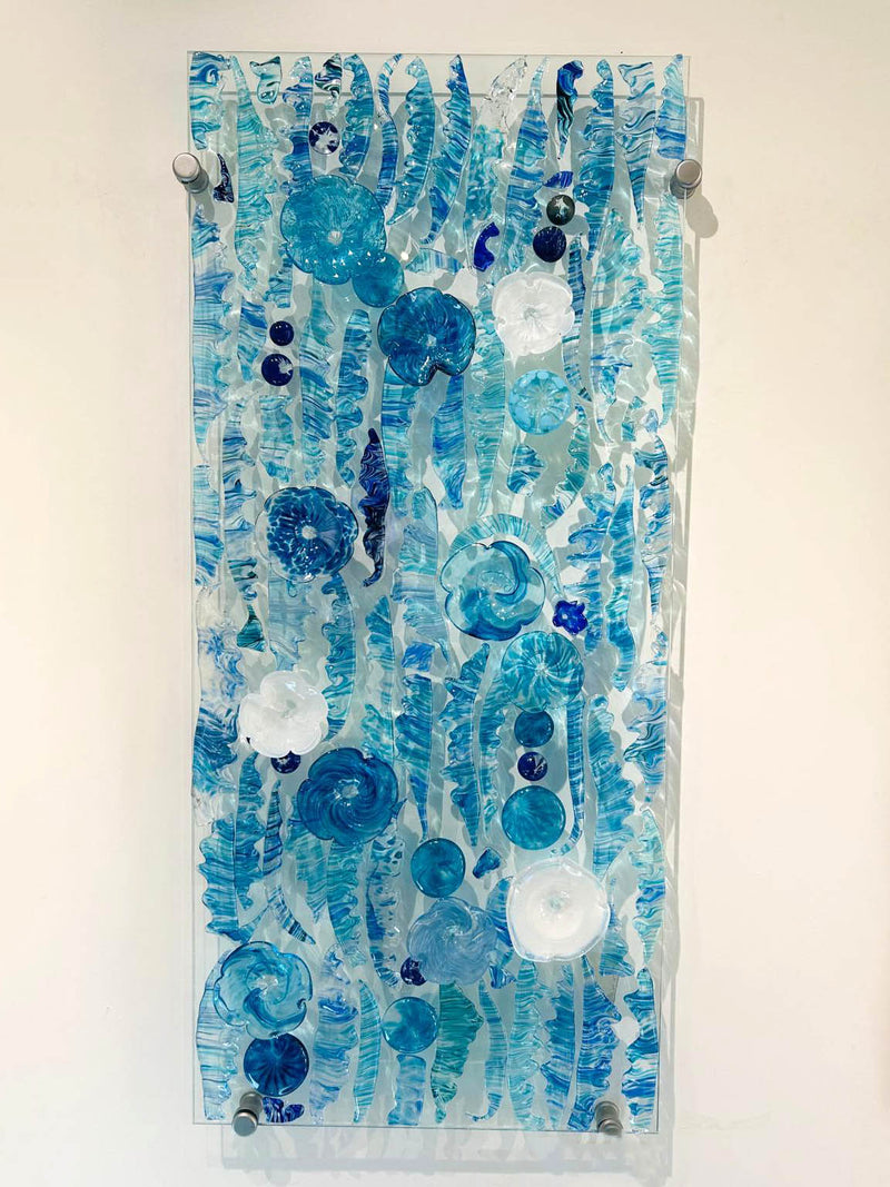Feather Wall Art Panel Blue Large