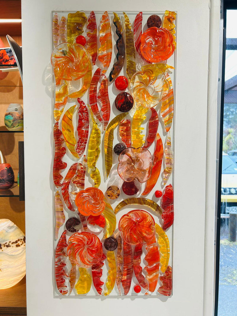 Feather Wall Art Panel Orange Medium