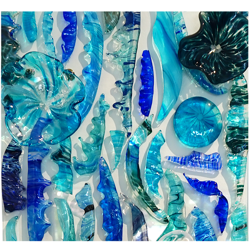 Feather Wall Art Panel Blue Medium