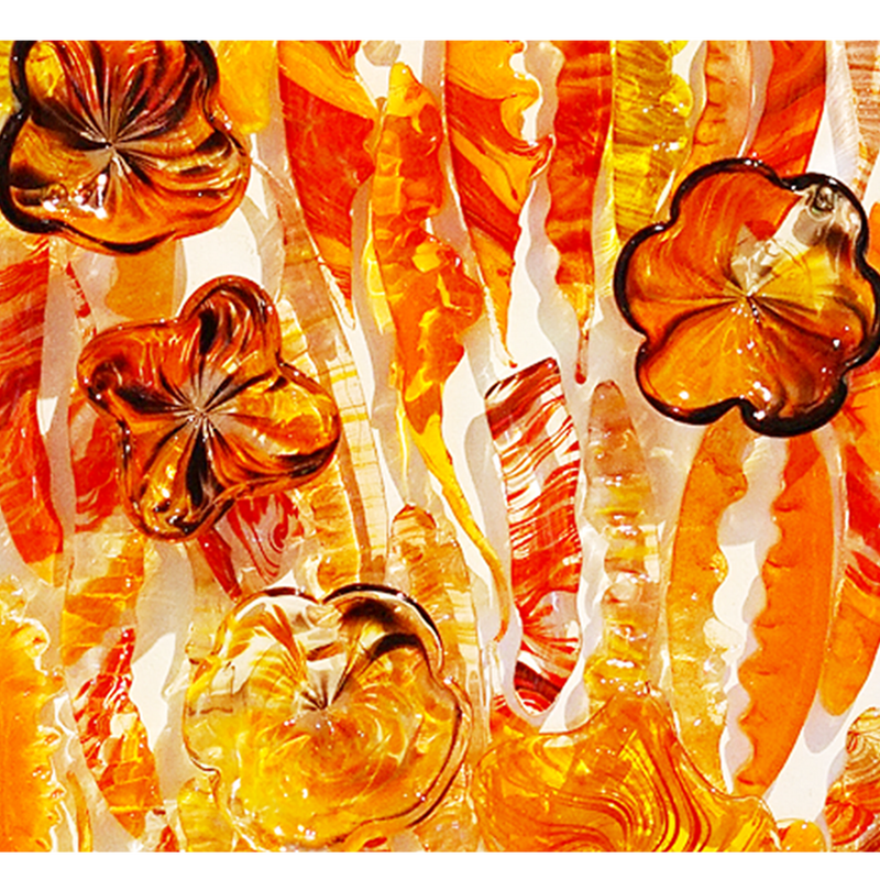 Feather Wall Art Panel Orange Medium
