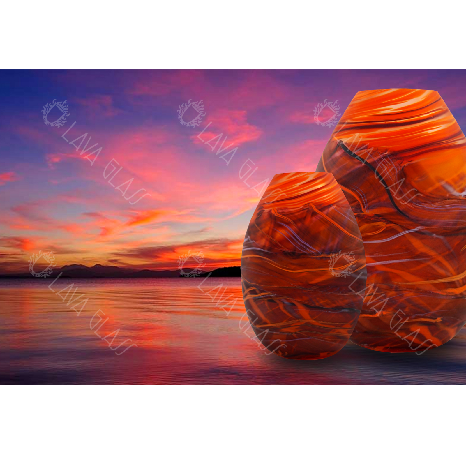 Taupo Sunset Volcanic Rock | New Zealand Glass Art | Lava Glass